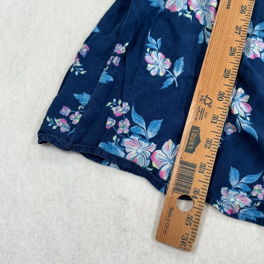 Justice Girls Navy Blue Floral Off Shoulder Maxi Dress Size S 7/8 Button Front